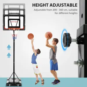 SPORTNOW 2.1-2.6m Basketball Hoop and Stand w/ Weighted Base, Wheels, Black