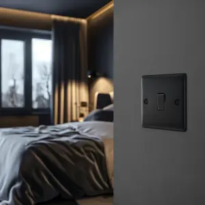 BG Nexus Metal 20A Single Intermediate Light Switch, Matt Black