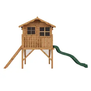 Mercia 12x6 Poppy Apex Shiplap Wooden Tower slide playhouse - Assembly service included