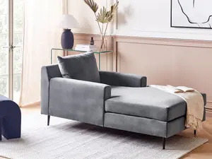 Velvet Chaise Lounge Grey GUERET