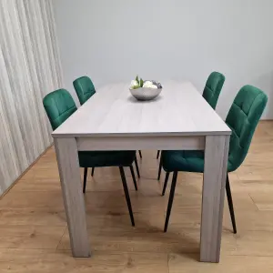 Grey Dining Table and 4 Green Velvet Chair Kitchen Dining Table for 4 Dining Room Dining Sets