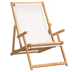 Berkfield Folding Beach Chair Solid Wood Teak Cream