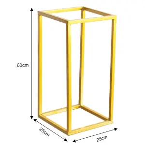 Gold Metal Rectangular Flower Stand Pedestal Wedding Party Ornament 250 x 600 mm