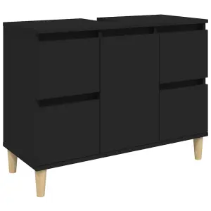 Berkfield Sink Cabinet Black 80x33x60 cm Engineered Wood