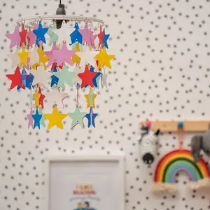 ValueLights Children's Bedroom Nursery Multi-Coloured Stars Ceiling Pendant Light Shade