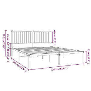 Berkfield Metal Bed Frame with Headboard Black 150x200 cm 5FT King Size