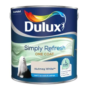 Dulux One coat Nutmeg white Matt Emulsion paint, 2.5L