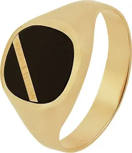 Revere Mens 9Ct Yellow Gold Onyx Stripe Ring - P