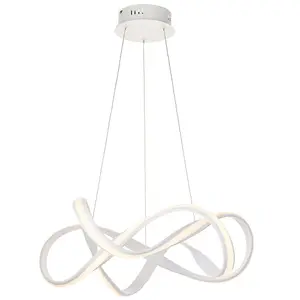 LED Ceiling Pendant Light 44W Warm White 630mm White Loop Feature Strip Lamp