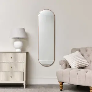 Melody Maison Rose Gold Oval Framed Wall Mirror 140cm x 40cm