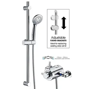 Thermostatic Concentric Exposed Shower Mixer + Riser Rail 135mm to 150mm Centres