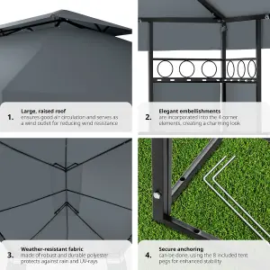 Gazebo Leyla - 3.9 x 2.9 m, water repellent, 50+ UV protection, double roof system - anthracite