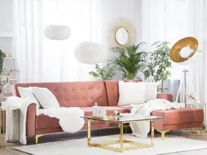 Corner Sofa ABERDEEN Pink Velvet Left Hand