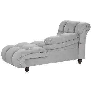 Left Hand Velvet Chaise Lounge Grey LORMONT