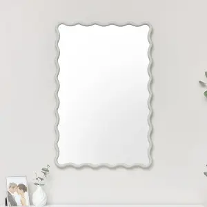 Melody Maison Taupe Grey Wave Framed Wall Mirror 90cm x 60cm