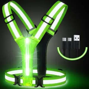 Simket LED Reflective Vest Running Gear, Running Lights For Runners, USB Rechargeable LED Light Up Vest High Visibility With Adjustable Waist