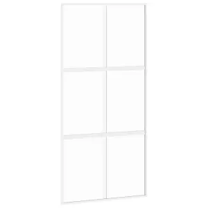 Berkfield Sliding Door White 102.5x205 cm Tempered Glass and Aluminium