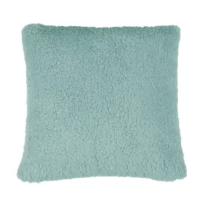 Teddy Fleece Blue Plain Indoor Cushion (L)43cm x (W)43cm