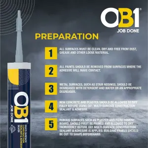 OB1 Hybrid Sealant & Adhesive Silver 290ml