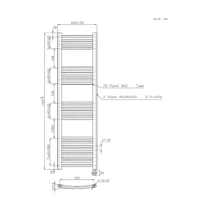 Right Radiators Prefilled Thermostatic Electric Heated Towel Rail Curved Ladder Warmer Rads - Chrome 1400x400 mm