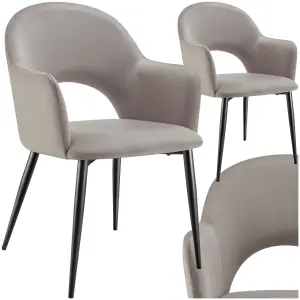 Dining Chair Sachel - padded armchair in velvet look, continuous backrest - taupe