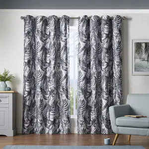 Mal Ring Top Curtains Charcoal 168cm x 183cm