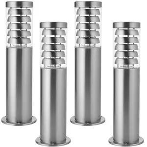 4 PACK Outdoor Garden Bollard Light Stainless Steel Outside Path LED Lamp Post