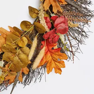 Artificial Door Wall Autumn Harvest Wreath Home Decor, Brown - One Size