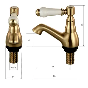 BATHWEST Basin Taps Pair Bathroom Sink Taps Lever Twin Pair Hot Cold Water Mixer Sink Tap