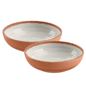 Purely Home Rustic Swirl Ivory Melamine Bowls - Set of 2