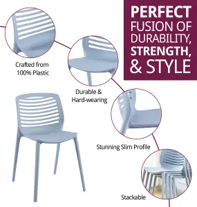 Hallowood Furniture Stoker Light Grey Stackable Plastic Chairs with Openwork Backrest x 4