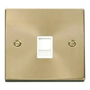 Satin / Brushed Brass Rj11 Socket - White Trim - SE Home