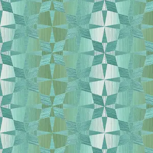 Wallquest Villa Apex Geometric Teal Wallpaper Modern Acrylic Coated Feature Wall