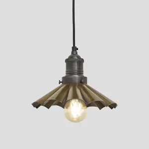 Industville Brooklyn Umbrella Pendant, 8 Inch, Brass, Pewter Holder