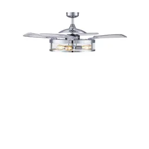 122 Cm Ceiling Fan Adilene With Remote Control Chrome with Transparent Blades