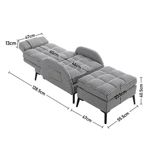 Fabric Upholstered Recliner Chair Sofa Chair Reclining Lounge Armchair with Footstool