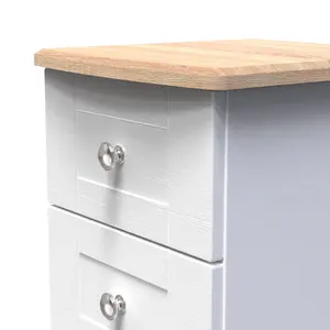 Sussex Ready assembled White & oak 5 Drawer Bedside chest (H)1074mm (W)395mm (D)411mm