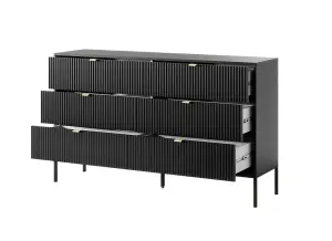 Elegant Nova Chest of Drawers H830mm W1540mm D390mm in Black Matt - Modern Storage Solution