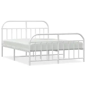 Berkfield Metal Bed Frame with Headboard and Footboard White 135x190 cm