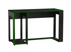 Ryker Gaming Desk Computer Table Workstation, Black With Green Trim