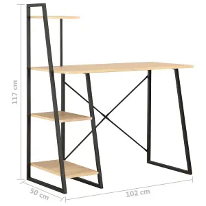 Berkfield Desk with Shelving Unit Black and Oak 102x50x117 cm