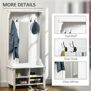 Portland White Standing Coat Rack With Shoe Storage