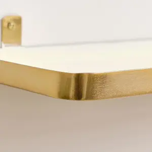 Melody Maison Gold & Ivory Enamelled Metal Wall Shelf - 50cm