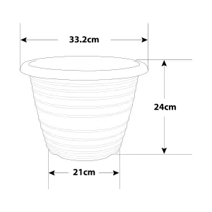 33cm Pot Olympia Stout Planter Round Terracotta With White Wash Flower Garden