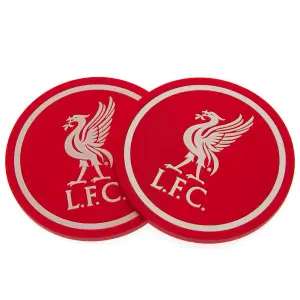 Liverpool FC Coaster Set (Pack Of 2) Red (One Size)