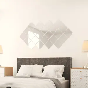 Berkfield 48 pcs Mirror Tiles Square Glass