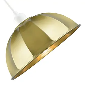 Modern Satin Gold Pendant Lighting Shade with Domed Shape and Outer Trim Lip