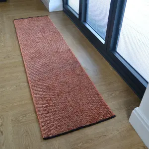 Zenith Copper Brown Flatweave Cotton Blend Rug For Living Room - Medium 60x230cm