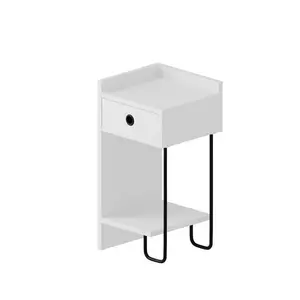 Jan Versatile Modern Bedside Table with Drawer and Open Shelf White / Left Orientation