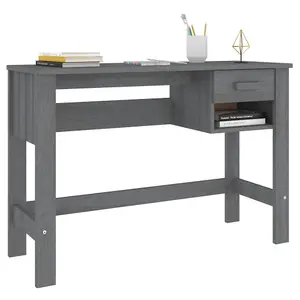 Berkfield Desk Dark Grey 110x40x75 cm Solid Wood Pine